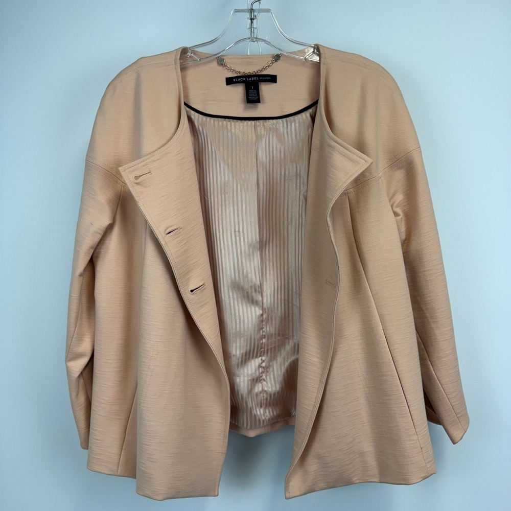 Black Label by Chicos Peach Double Breasted Textured‎ Jacket Size 1 Medium